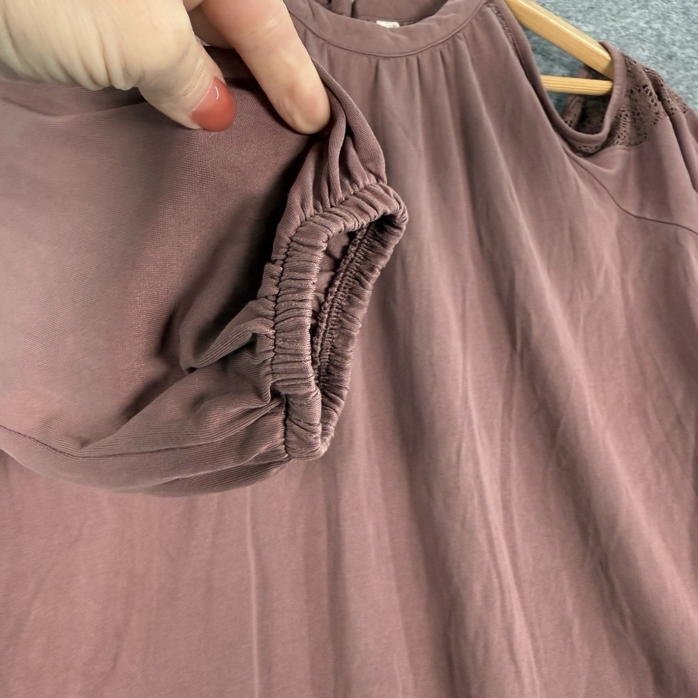 Mudd Shirt Womens Large Cold Shoulder Mauve Blouse Y2K Long Sleeve Flowy Relaxed - Picture 10 of 14